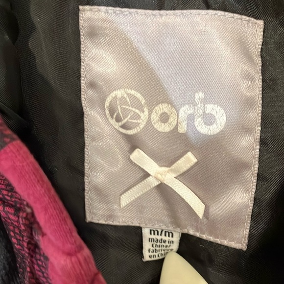 ORB women’s medium Plaid Hooded lined Jacket with lovely large buttons - Picture 3 of 16